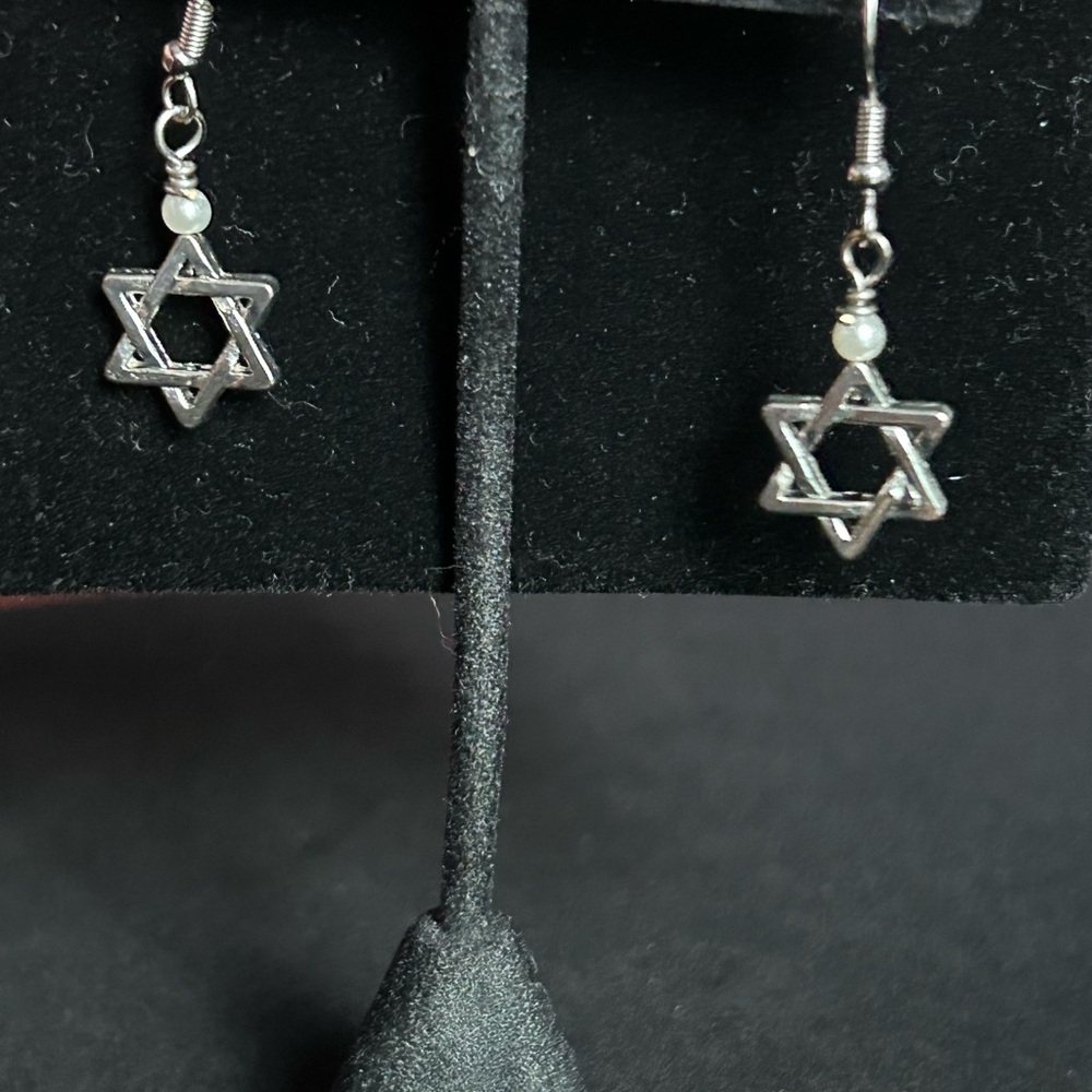 Silver Star of David Earrings